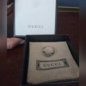 Gucci Silver Heart Emblem Ring